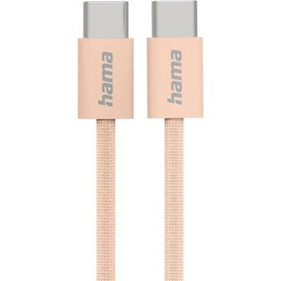 Hama Кабел за зареждане "Fabric", USB-C - USB-C, 1 m, Nylon, оранжев (HAMA-201727)