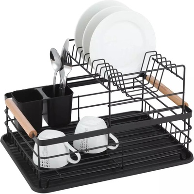 Kinghoff Сушилник за съдове Kinghoff KH 1796, 2 нива, Поставка за прибори, Черен (9999KH1796)