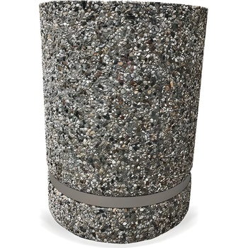 NIKA Бетонов кош за боклук 50 литра, сиво-графитен с метална вложка за лесно почистване (1790)