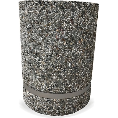 NIKA Бетонов кош за боклук 50 литра, сиво-графитен с метална вложка за лесно почистване (1790)