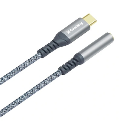 ColorWay usb-c - 3, 5 мм женски аудио адаптер, 14 см, сив (cw-ad-cj) (cw-ad-cj)