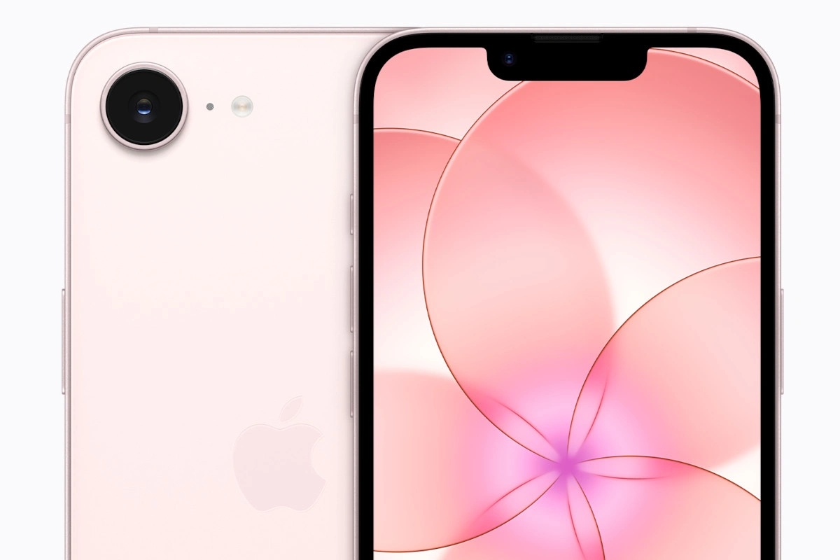 iPhone 17e – zadní fotomodul a výřez s přední kamerou