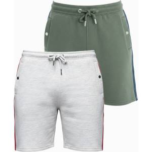 Ombre Clothing Комплект две мъжки спортни шорти със райета - сив меланж/маслинено зелено V1 Z128 Ombre Clothing Ombre Clothing | Zelen | МЪЖЕ | S