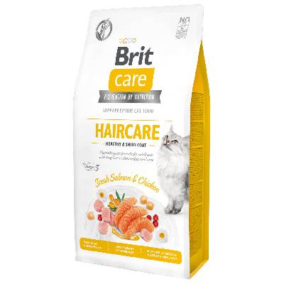 Brit Care granuly Cat Grain-Free Haircare Healthy & Shiny Coat losos a kura 7 kg
