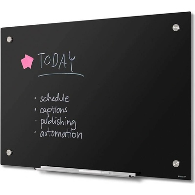 StandMar Scritto® Popisovatelná skleněná tabule – whiteboard, bílá / černá černá, 1200 x 900 mm