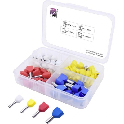 TRU COMPONENTS T1903C021 sada dutiniek 0.75 mm², 1 mm², 1.5 mm², 2.5 mm² čiastočne izolované biela, žltá, červená, modrá