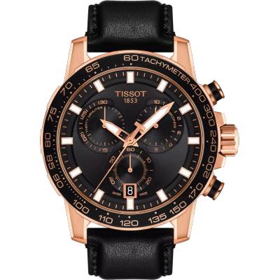 Tissot Мъжки часовник Tissot Supersport Chrono 45.5mm 125.617. 36.051. 00, Черен / Златен (TIS125.617.36.051.00)