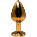 Fantasy by Cottelli Gold medium heart-shaped butt plug with pink crystal