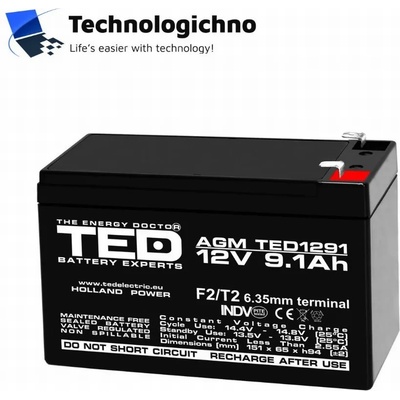 TED Electric Оловна батерия Ted Electric AGM 12V 9Ah T2 (TED-12V-9AH-AGM)
