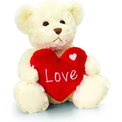 Keel Toys За влюбени - Мече Бакстър със сърце - бяло - 35 см - Keel Toys