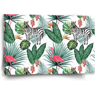 Sablio Obraz Zebra a Plameniak - 60x40 cm