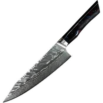 HARAHU Дамаски кухненски нож YO-37406 - Kiritsuke Chef / Червена / Синя KP37406 (YO-37406)
