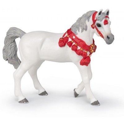 Papo Фигурка Papo Horse, Foals and Ponies - Бял арабски кон, с червени украшения (51568)