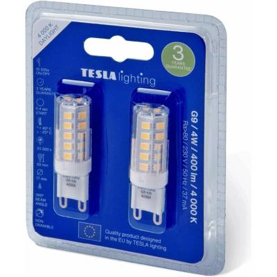 Tesla LED žiarovka LED BULB, G9, 4W, 400lm, 4000K denná biela, 2ks G9000440-PACK2