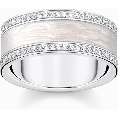 Thomas Sabo TR2446-041-14 Silver band prstýnek with white zirconia and enamel