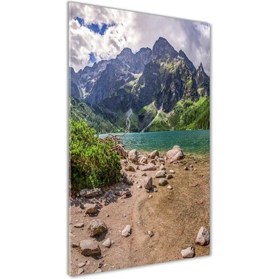 Vertikálny foto obraz fotografie na skle Jazero v horách 50x100 cm