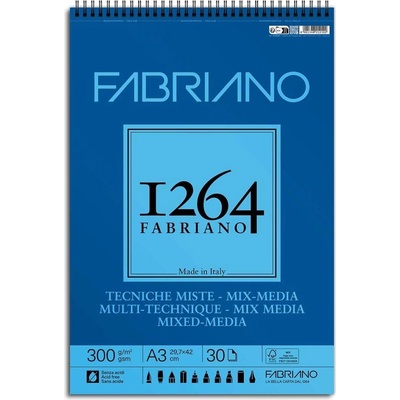 Fedrigoni Скицник, за смесени техники, А3, 300 g/m2, вълниста (1575100043)