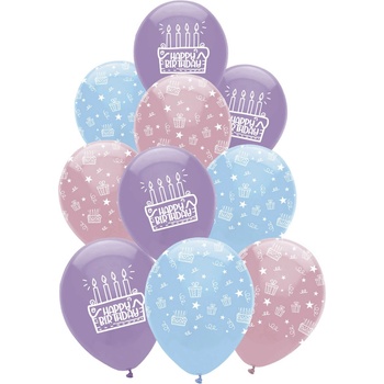 Image 1 of Globos Festival БАЛОНИ 10 БР. 12" - 30 СМ ПРИНТ ТОРТА happy birthday