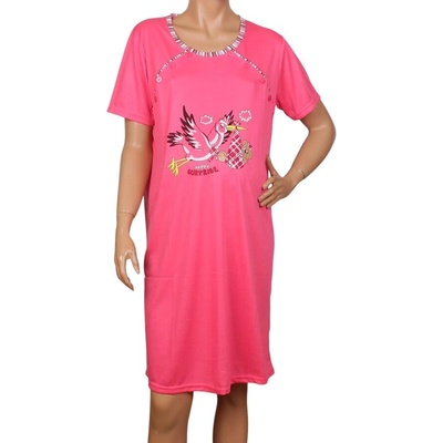 Нощница за кърмачки в цвят розов корал с щъркел