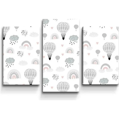 Sablio Obraz - 3-dílný Malované horkovzdušné balony - 75x50 cm