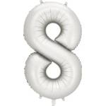 Party Deco Матиран Фолиев Балон Цифри Сребро 86 см - 8 (fb1s-8-018)