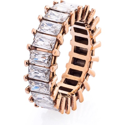franco bene Růžově pozlacený Crystal prsten bílý 1466 6