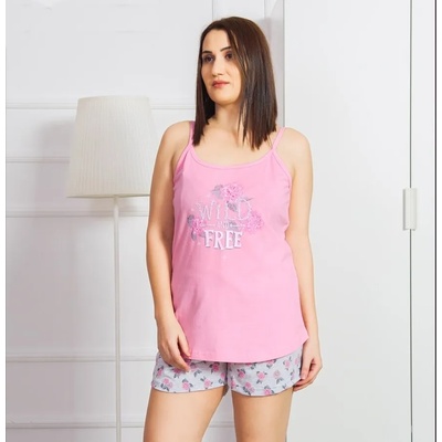 Макси пижама в розово и бледосиво с цветя