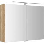 SAPHO Riwa - Огледален шкаф с LED осветление 70x81x17 см, 2 врати, дъб „Алабама RIW080-0022 (RIW080-0022)