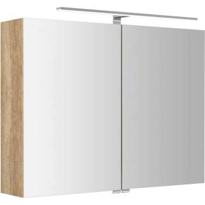 SAPHO Riwa - Огледален шкаф с LED осветление 70x81x17 см, 2 врати, дъб „Алабама RIW080-0022 (RIW080-0022)