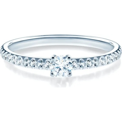 SAVICKI Годежен пръстен със страничен камък: бяло злато. диаманти