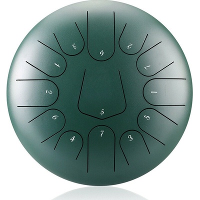 Tongue drum 12" 25cm 13 tónov C-dur Zelený s príslušenstvom