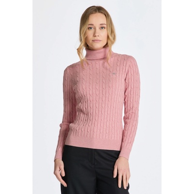 Gant rolák STRETCH COTTON CABLE TURTLENECK ružová