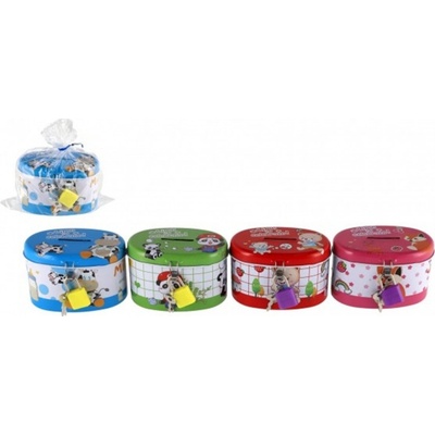 Teddies Pokladnička se zámkem plechová Ovál 10 x 6 cm