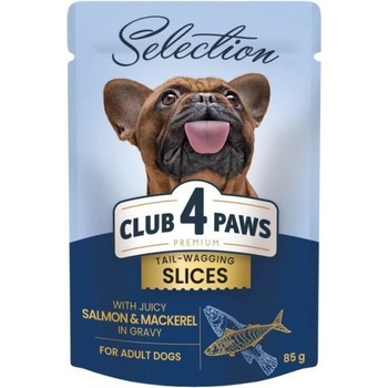 Club 4 Paws Premium Plus Adult Selection kúsky s lososom a makrelou v omáčke 85 g