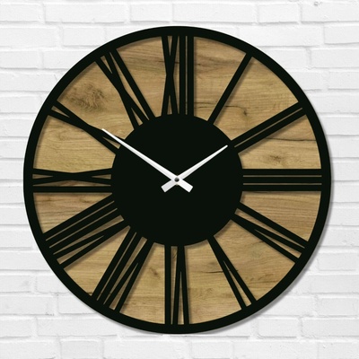 Karls Design Drevené nástenné hodiny Luna II 50 cm čierna