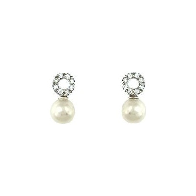 INFINITYSILVER Zlaté náušnice zirkónový krúžok a perla Au 585/1000 23607x17W1,6