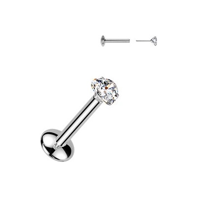 Šperky4U Piercing do brady PUSH IN labreta TITAN Moissanit 0.06ct TM015