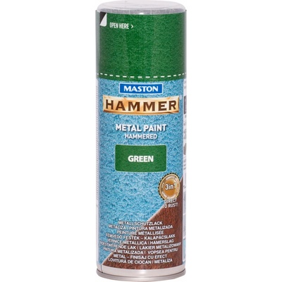 MASTON SPRAYPAINT HAMMER 3 v 1, priamo na hrdzu 400 ml, Kladivkový lesklý efekt Zelená