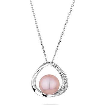 Image 1 of Swan Сребърно колие със сладководна розова перла и цирконий LA924NW Swan