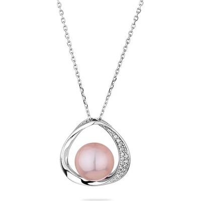 Swan Сребърно колие със сладководна розова перла и цирконий LA924NW Swan