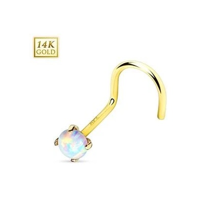 Šperky4U zlatý piercing do nosu Opál ZL01025-YG