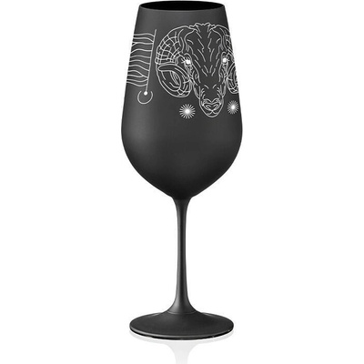 Crystalex Bohemia Crystal Sklenice na bílé i červené víno Viola černá znamení BERAN 550 ml