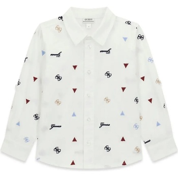 GUESS Бяла риза с навиващи се ръкави и цветни щампи за мини момче Guess