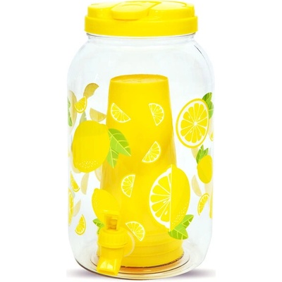 GLOBIZ Dávkovač nápojů s kohoutkem a sadou sklenic 3,8 l - citrony