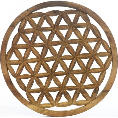 Dřevěný nástěnný květ života natural ø 30 cm