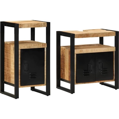 vidaXL Комплект мебели за баня 2 pcs Здрав груб манго дървен материал (3305602)