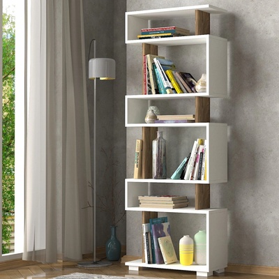 Hanah Home Knižnica Blok - Biela, Orech