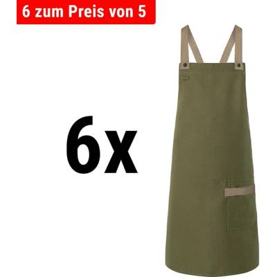 G.Gastro 6 ks Karlowsky Zástěra s laclem Urban-Look mechově zelená D9785898