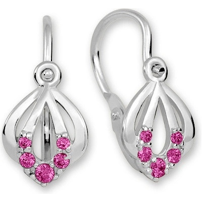 Soliter Nežné náušnice z bieleho zlata s fuchsiovými kryštálmi 239 001 00728 0700770