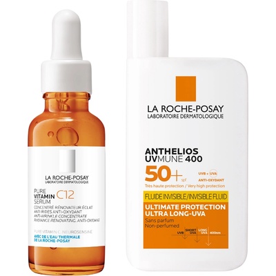 La Roche-Posay Anthelios Комплект - Серум за лице Pure Vitamin C12 и Флуид, SPF50, 30 + 50 ml